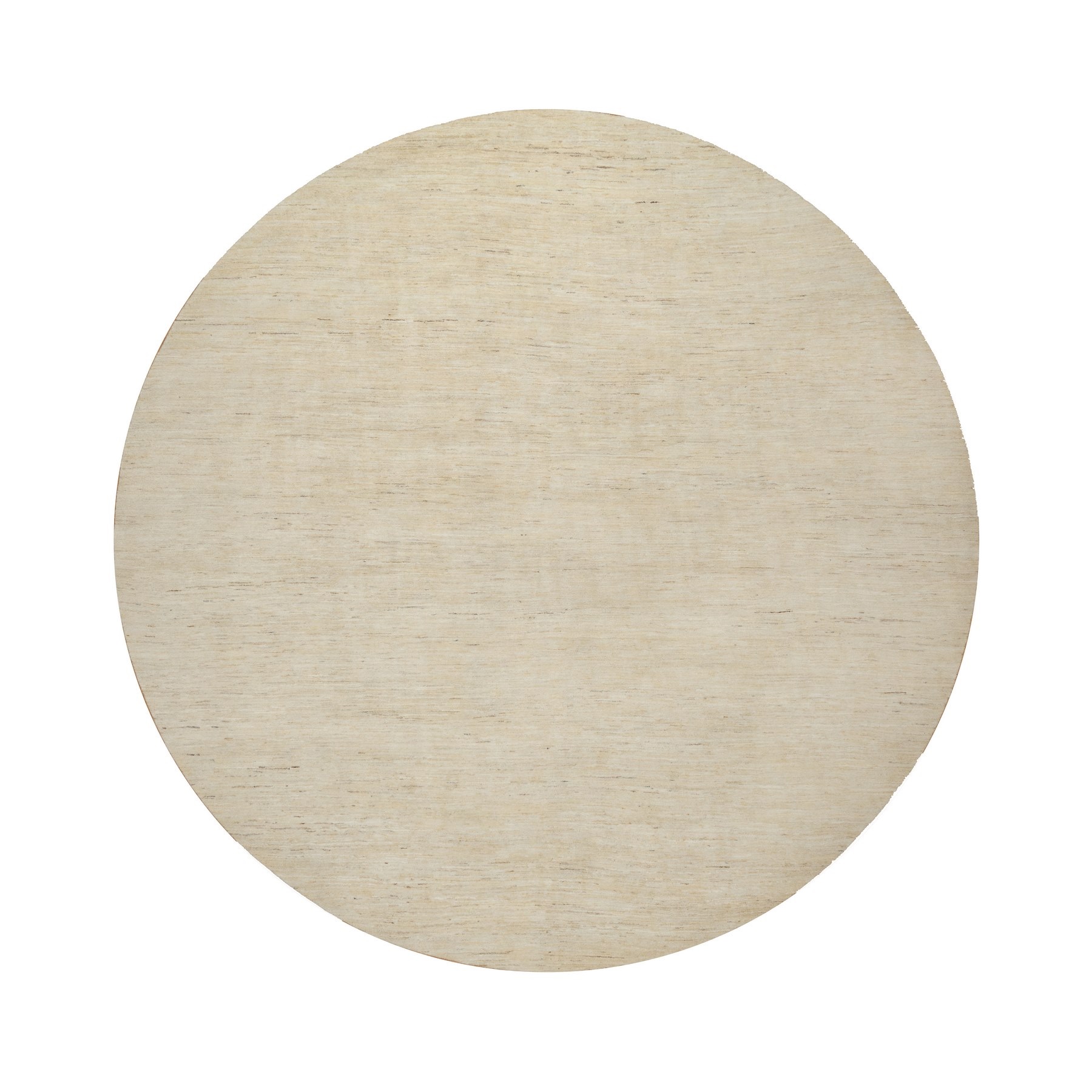 Parchment White, Hand Knotted, Modern, Plain Design, Lori Buft Gabbeh, Thick and Plush, Pure Wool, Round, Oriental Rug
